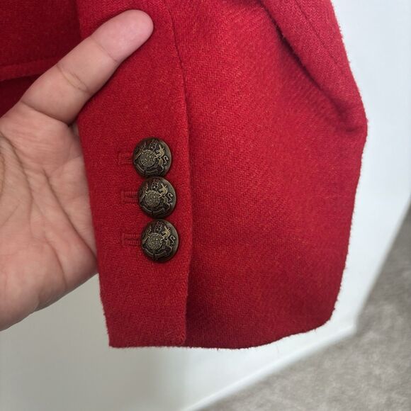 Talbots Red wool  Blend blazer 2 Button Classic Holiday Christmas Size 16 Preppy - Picture 4 of 9